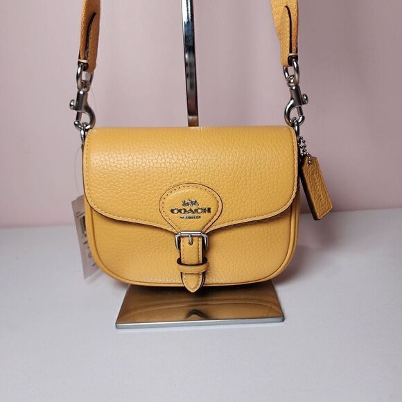 NWT Coach CP001 Amelia Small Saddle Bag Corn Flower HONEYCOMB Yellow - Picture 2 of 10